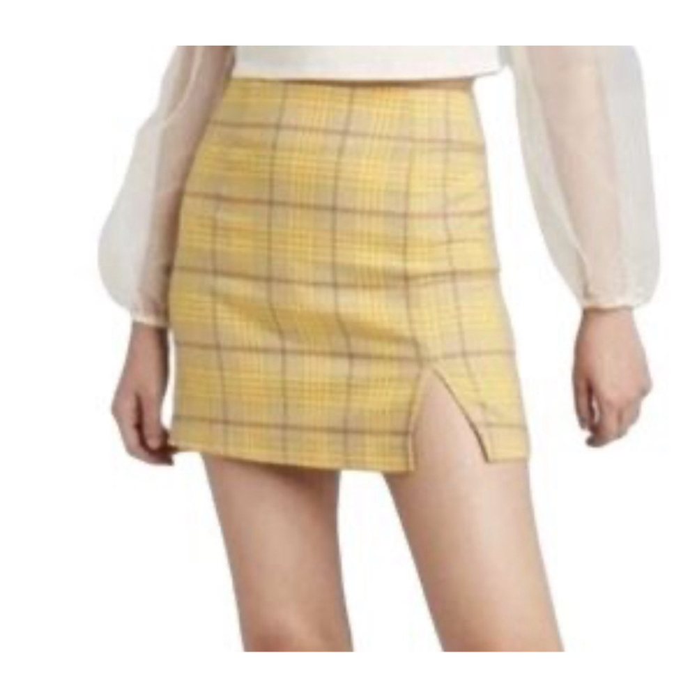 WILD FABLE Size 6 Plaid Mini Skirt Yellow/Brown